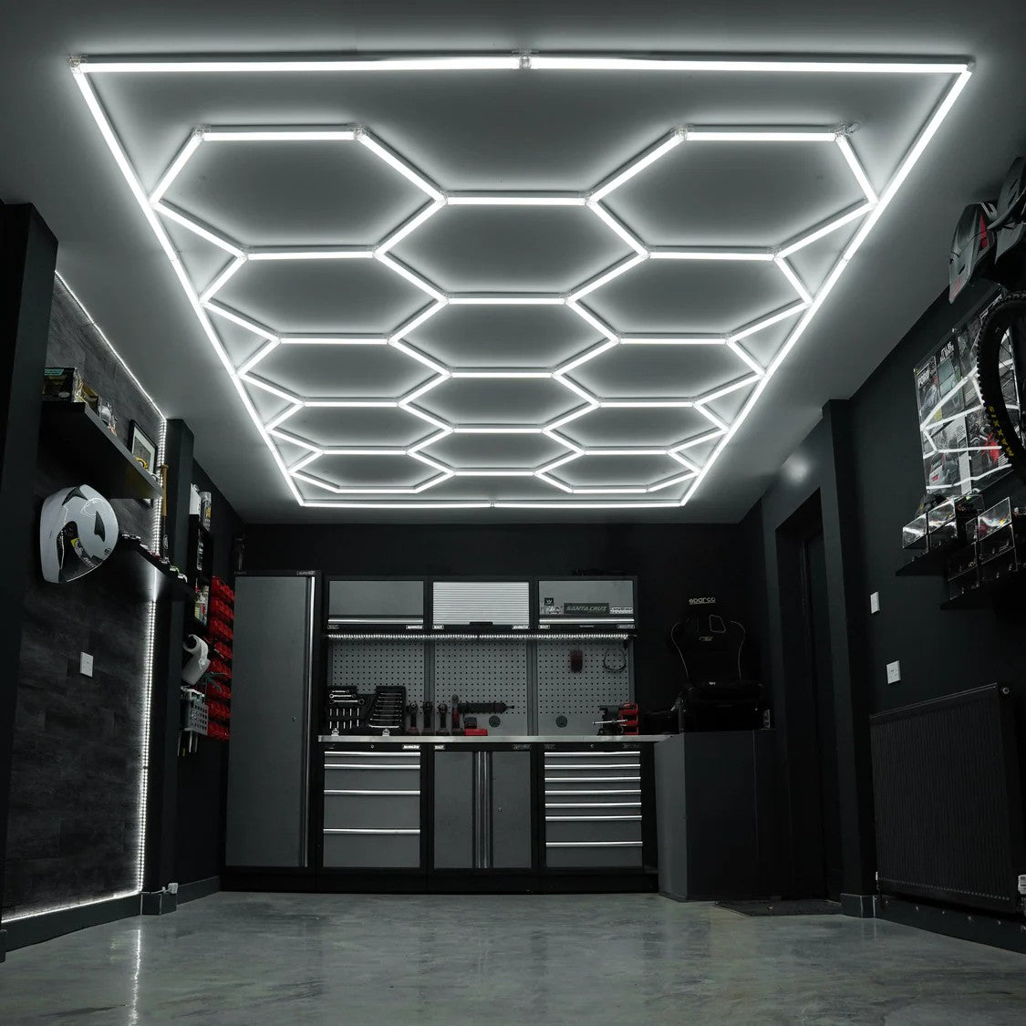✨ 14x Hexagonal LED Lights | Ultra-Bright 6500K+ | Modern Ceiling Panel for Garage & Home