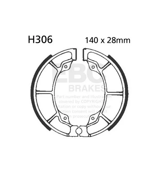 Brake Shoes Honda ATC90 TR90 ATC110 ATC125 TRX125 CD175 ATC185 ATC200 TRX200 ATC250 Ebc H306 S306