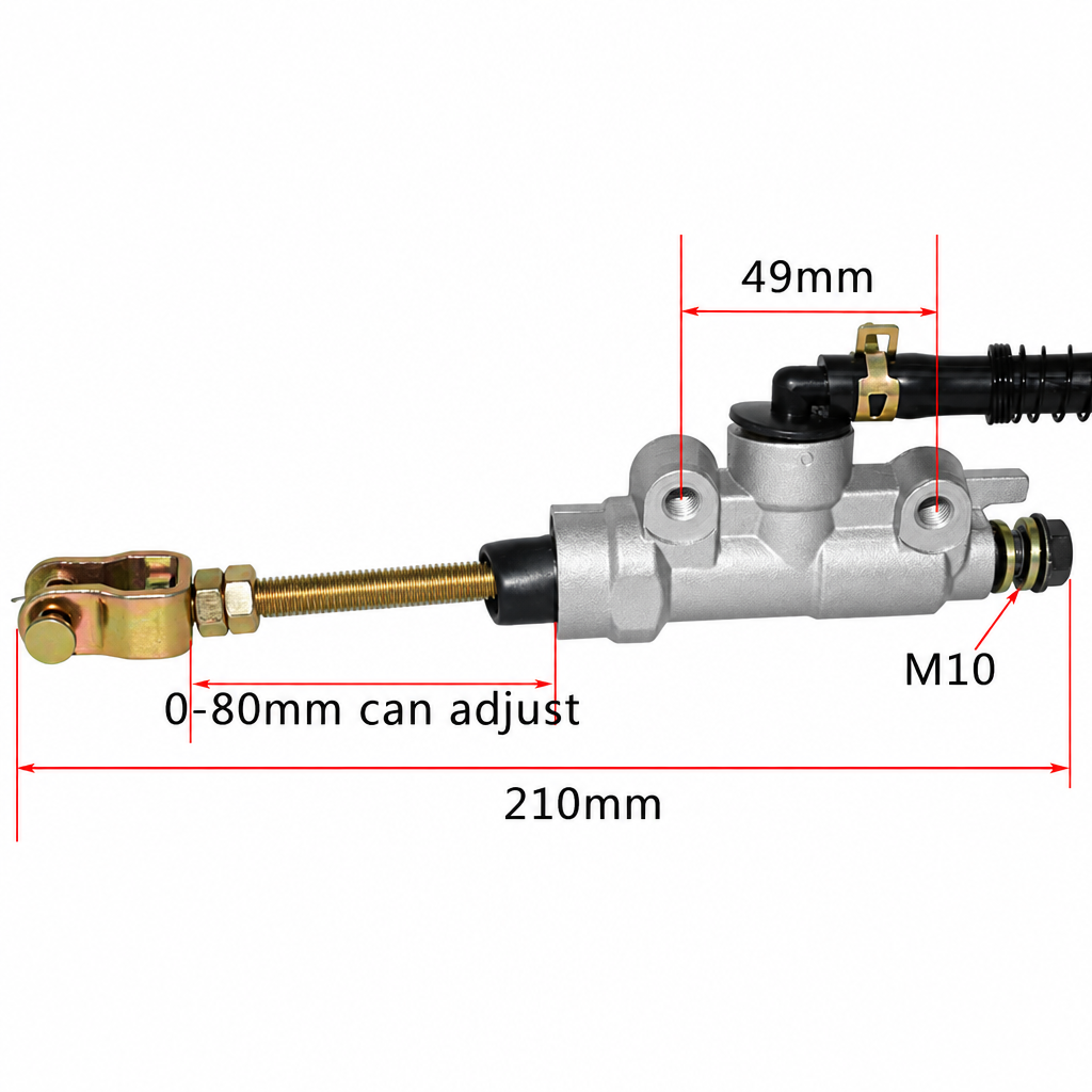 Rear Brake Master Cylinder 87-14 Honda Yamaha Universal Reservoir 14mm Bore M6 M10 48-50mm