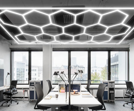 ✨ 14x Hexagonal LED Lights | Ultra-Bright 6500K+ | Modern Ceiling Panel for Garage & Home