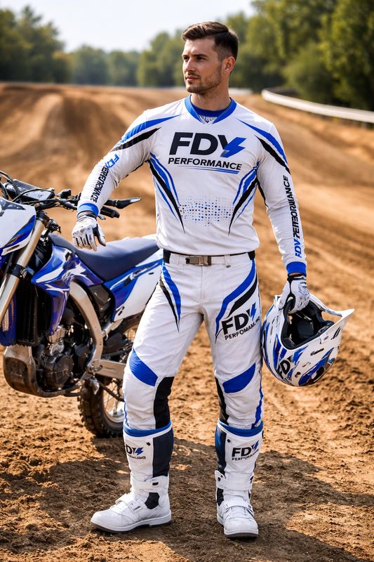FDY Performance Factory MX Race Kit Blue & White – Custom Motocross Jersey & Pants