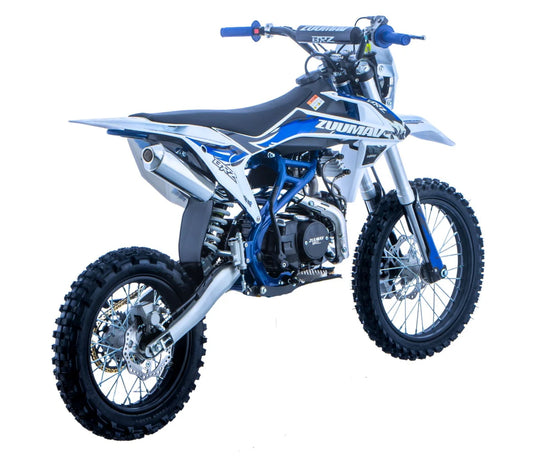 BRZ Racing Pro 125cc Manual Dirt Bike 17/14 Big Wheel Blue