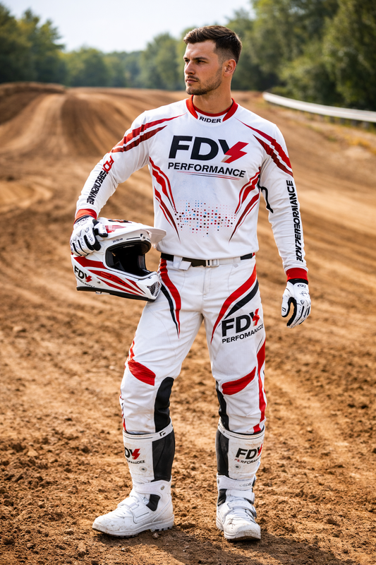 FDY Performance Factory MX Race Kit , Red & White – Custom Motocross Jersey & Pants