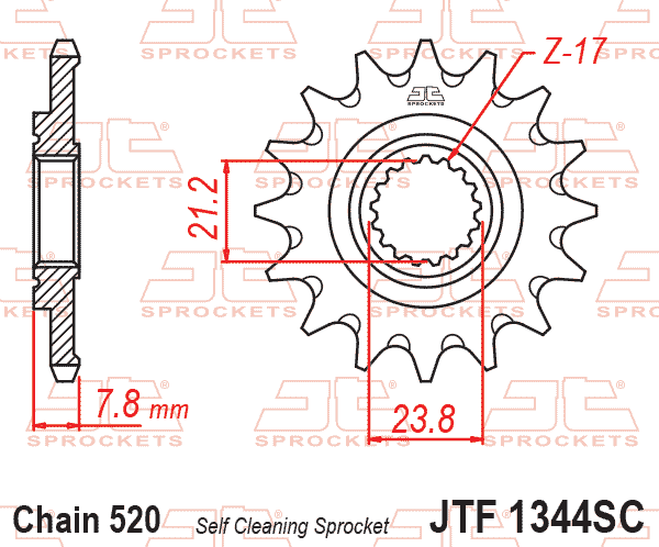 Front Sprocket Jt, JTF1344.14SC, 23801-K95-A20