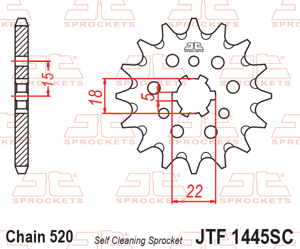 Front Sprocket JTF1445.13SC Jt, Self-Cleaning