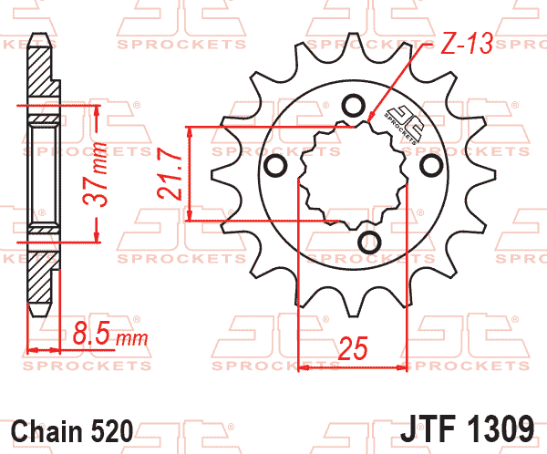 Front Sprocket JTF1309.13 Jt Old No SF450-13.JT