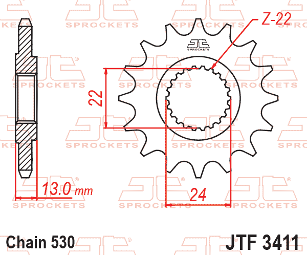 Front Sprocket JTF3411.16 Jt, Bombardier ATV