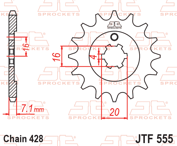 Front Sprocket JTF555.15 Jt, 428 Chain conversion