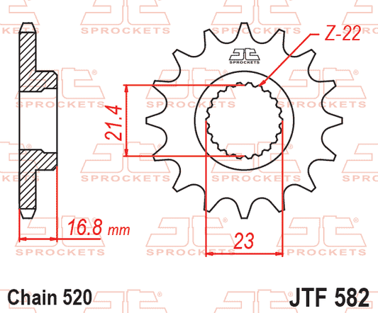 Front Sprocket JTF582.16RB Jt, Oe Rubber Cushioned
