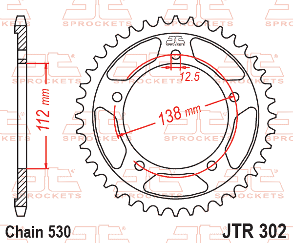 Rear Sprocket JTR302.40 Steel, Honda Road Jt