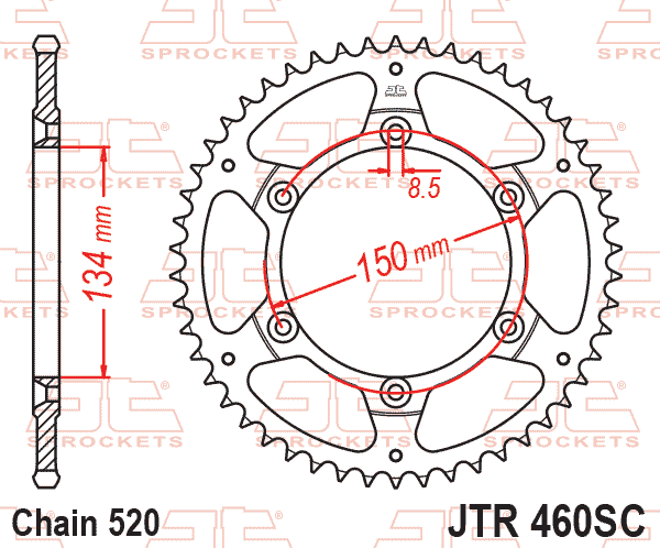 Rear Sprocket Steel Black JTR460.50SC, Lightweight Self-cleaning, JTR460.50, JTR46050