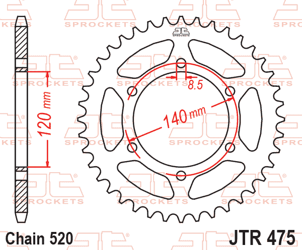 Rear Sprocket JTR475.44 Jt 520