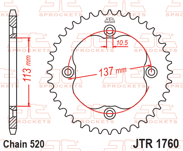 Rear Sprocket Steel JTR1760.40, Black, SR1760-40