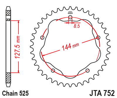Rear Sprocket Alloy JTA752.36BLK