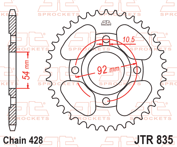 Rear Sprocket JTR835.48 Jt 428 Black