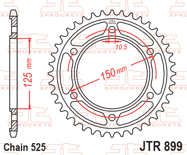 Rear Sprocket Steel Hard Zbk, JTR899.42ZBK