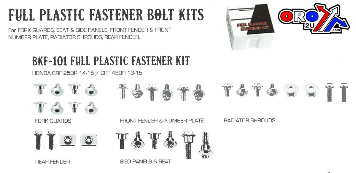 PLASTIC BOLT KIT HONDA STYLE, FULL PLASTIC FASTENER KIT