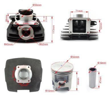 Dirt Racing Cylinder & Piston Kit Gaskets 02 Yamaha Dt 125 L K 56.00mm Std 4-STUD Head 18G-11311-02