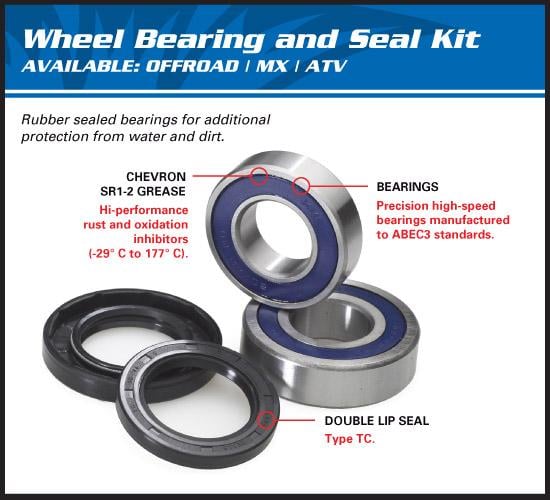 All Balls Racing Wheel Bearing Kit Front & Rear 66-96 Hon CR/XR 50-200, Allballs 25-1072 Dirt/Road