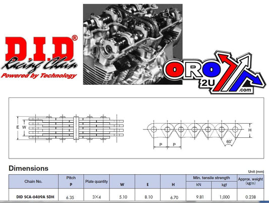 D.I.D Chain Cam Chain SCA-0409A 136L DID, DID-C-SCA0409A136, 30-407.DID, 3116707 DIDCSCA0409A136