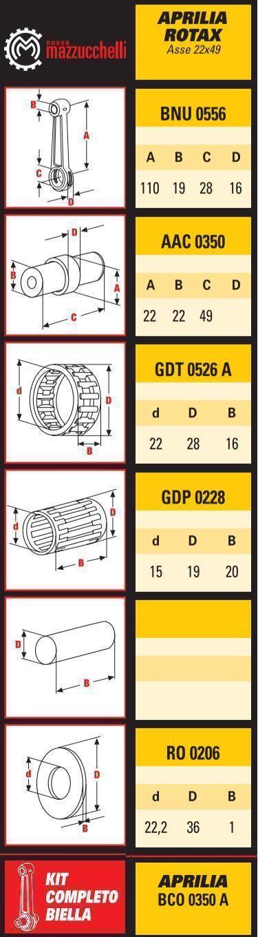 Mazzucchelli Connecting Rod Aprila 125, Conrod Aprila 125 (Rotax), BCO0350A