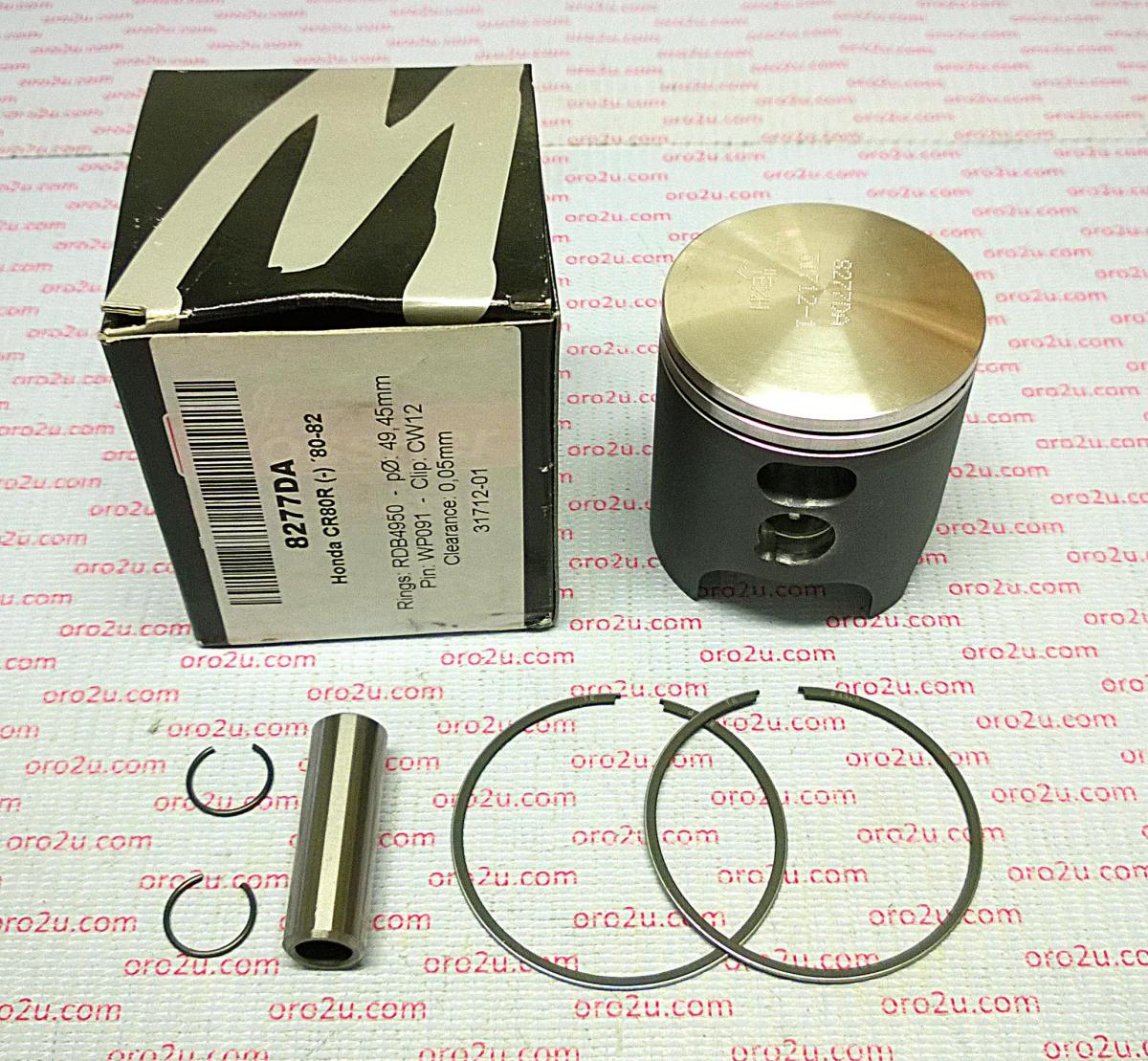 Piston Kit 80-82 CR80 49.50, Wossner 8277DA Honda MX 13102-169-000