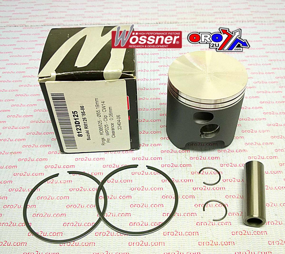 Piston Kit 85-86 RM125 55.25, Wossner 8123D125 Suzuki MX