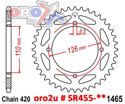 Mino Rear Sprocket Alloy Black 1465, 25-660-47