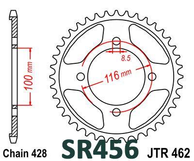 Sifam Rear Sprocket Alloy Silver 462, Chain 428 Conversion