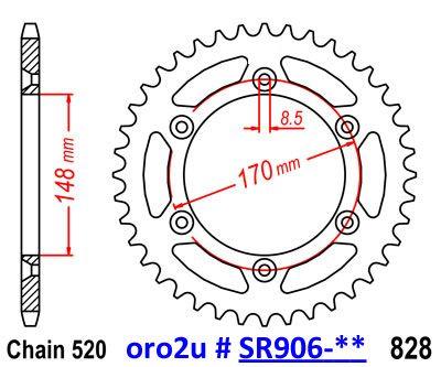 Mino Rear Sprocket JTR828 Alloy Racing, 25-412-520-49