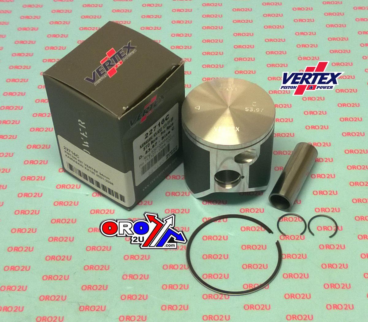 Piston Kit Vertex 54.0 D Kawasaki KX 125 01-08 Pro Race, Vertex