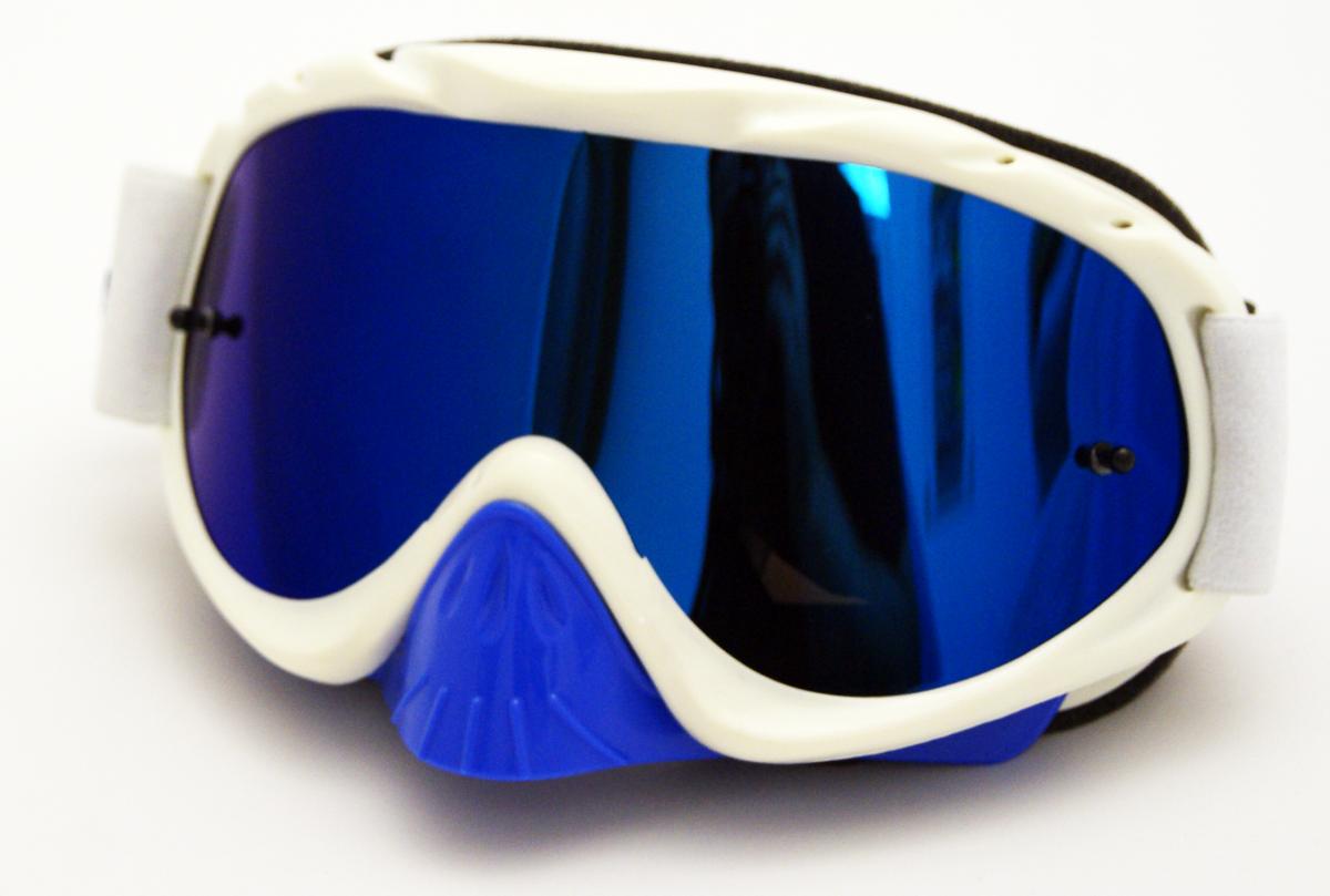 RNR HYBRID WHITE/BLUE MIRRORED LENS, WHITE/BLUE LIMITED EDITION GOGGLE, GH224M, MIRRORED LENS