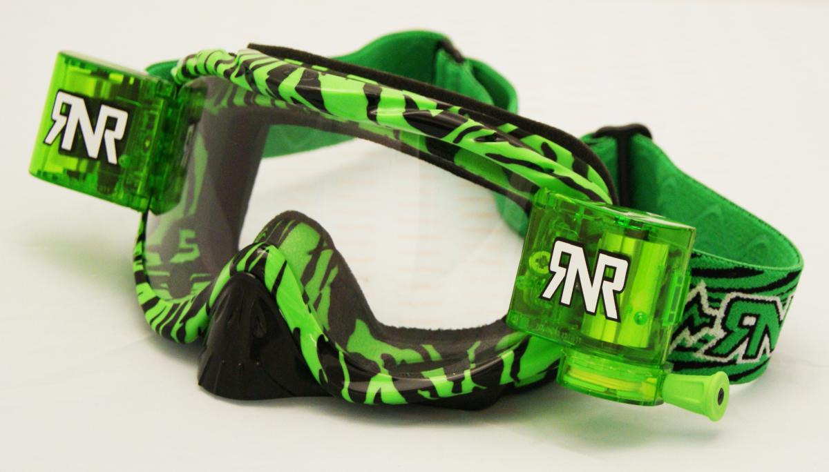 £18+VAT WHILST STOCKS LAST, RNR HYBRID WILD GN/BK FULLY LOADED ROLL OFF, WILD GREEN & BLACK GOGGLE GH367, ROLL & TEAR OFF