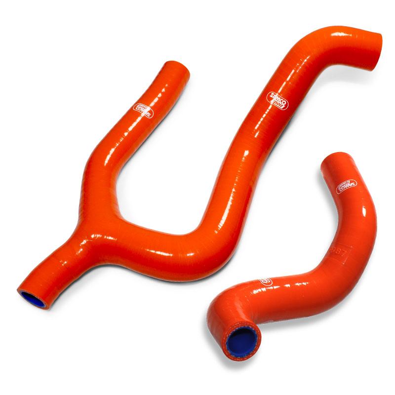 COOLANT HOSE 2 PIECE KIT ORANGE 19-23 GAS HUSQ KTM 350 THERMO BYPASS 'Y' DESIGN SAMCO KTM-110-OR
