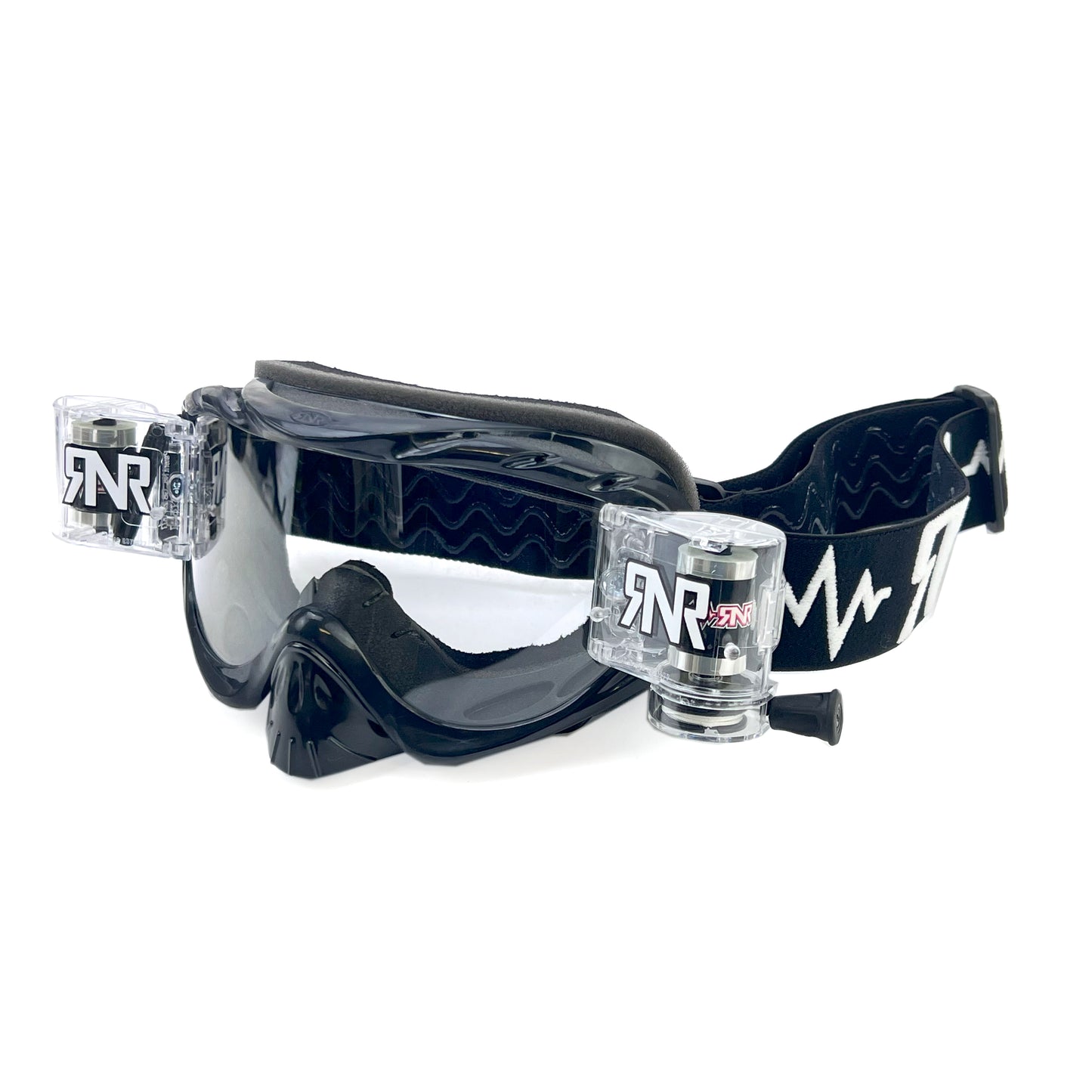 RNR HYBRID BLACK FULLY LOADED ROLL OFF, BLACK GOGGLE, GH23, ROLL & TEAR OFF