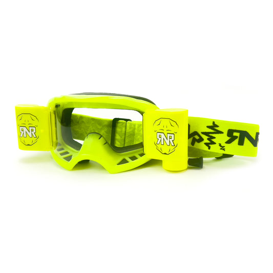 RNR COLOSSUS NEON YELLOW WVS 48mm, NEON YELLOW GOGGLE, WIDE VISION SYSTEM, GXX68, ROLL & TEAR OFF