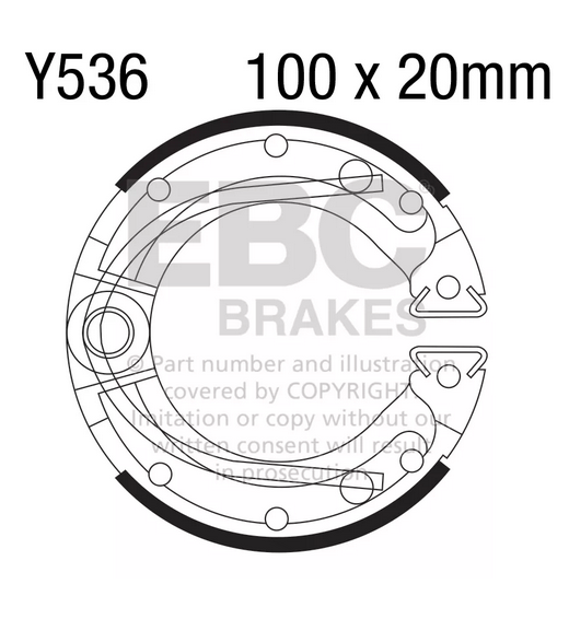 Brake Shoes Yamaha YFM90 Ebc Y536