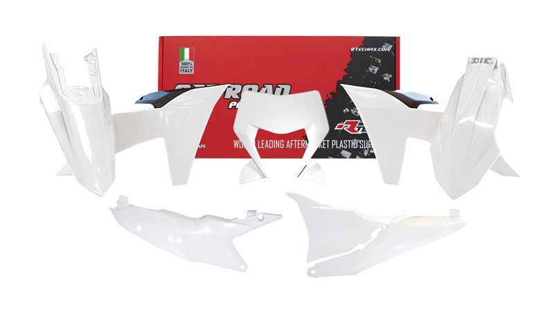 PLASTIC KIT/6 2024-2025 KTM EXC, EXC-F WHITE/BLACK, RTECH R-KITKTM-BN0-624