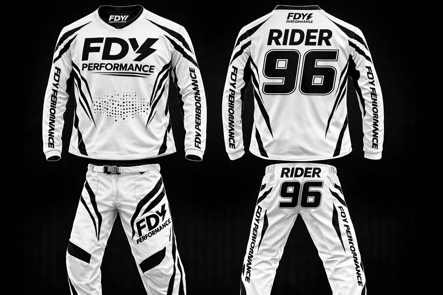 FDY Performance Factory MX Race Kit Blue & White – Custom Motocross Jersey & Pants