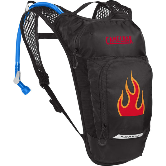 CAMELBAK KIDS' MINI M.U.L.E. HYDRATION PACK 3L WITH 1.5L RESERVOIR 2023: BLACK/FLAMES CBKMMB5