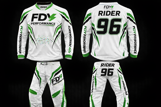 FDY Performance Factory MX Race Kit Green & White – Custom Motocross Jersey & Pants