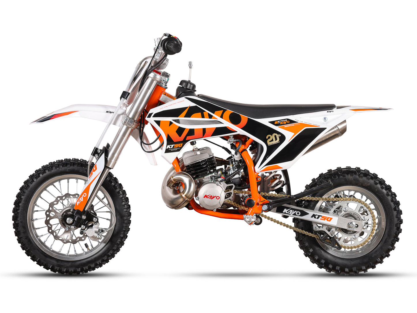 Kayo KT50 Mini Dirt Bike – 50.2 cc 2-Stroke Auto, Electric + Kick Start – 12/10 or 14/12 Wheels –  Finance Available