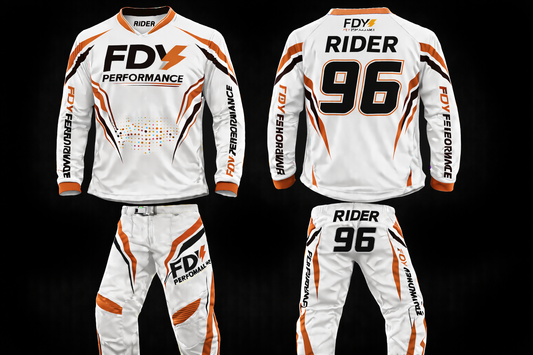 FDY Performance Factory MX Race Kit Orange & White – Custom Motocross Jersey & Pants