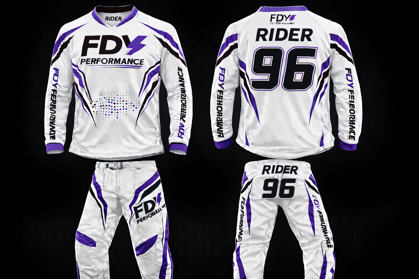 FDY Performance Factory MX Race Kit Blue & White – Custom Motocross Jersey & Pants