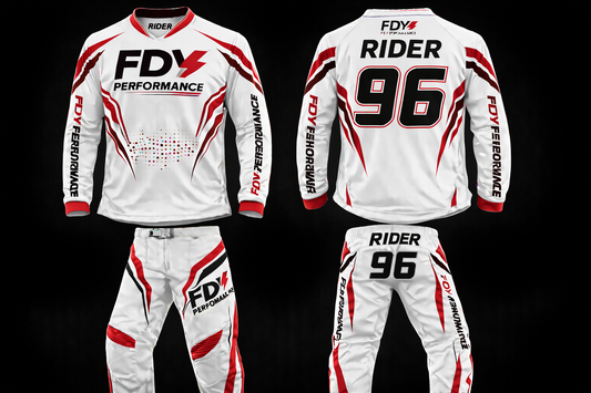 FDY Performance Factory MX Race Kit , Red & White – Custom Motocross Jersey & Pants