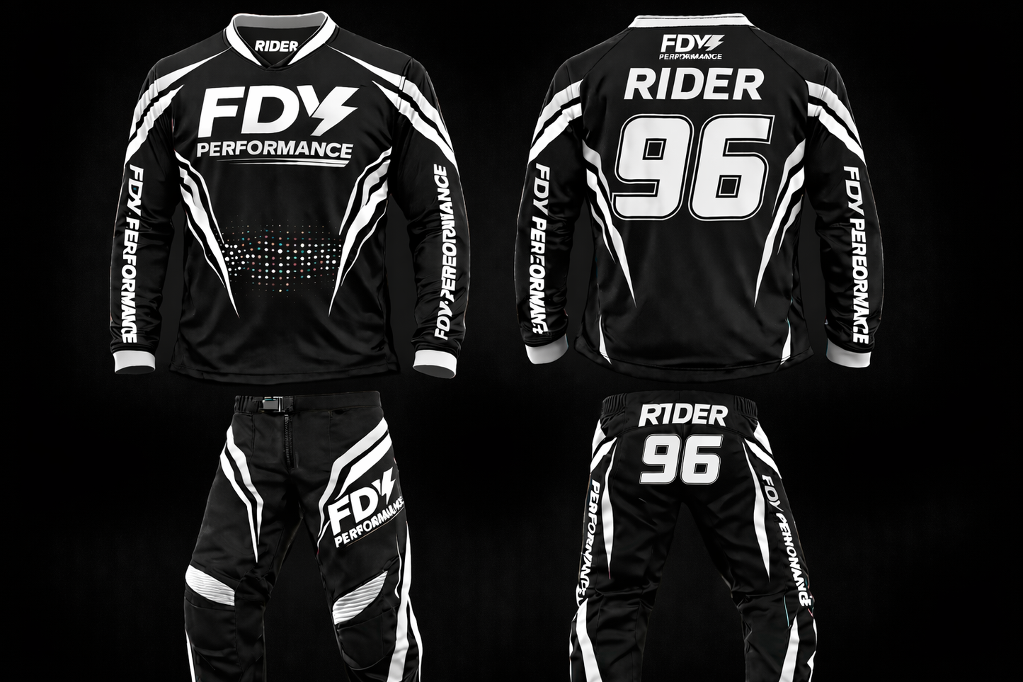FDY Performance Factory MX Race Kit Blue & White – Custom Motocross Jersey & Pants