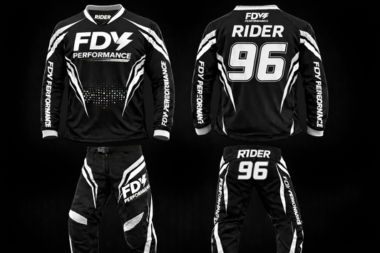 FDY Performance Factory MX Race Kit Black & White  – Custom Motocross Jersey & Pants