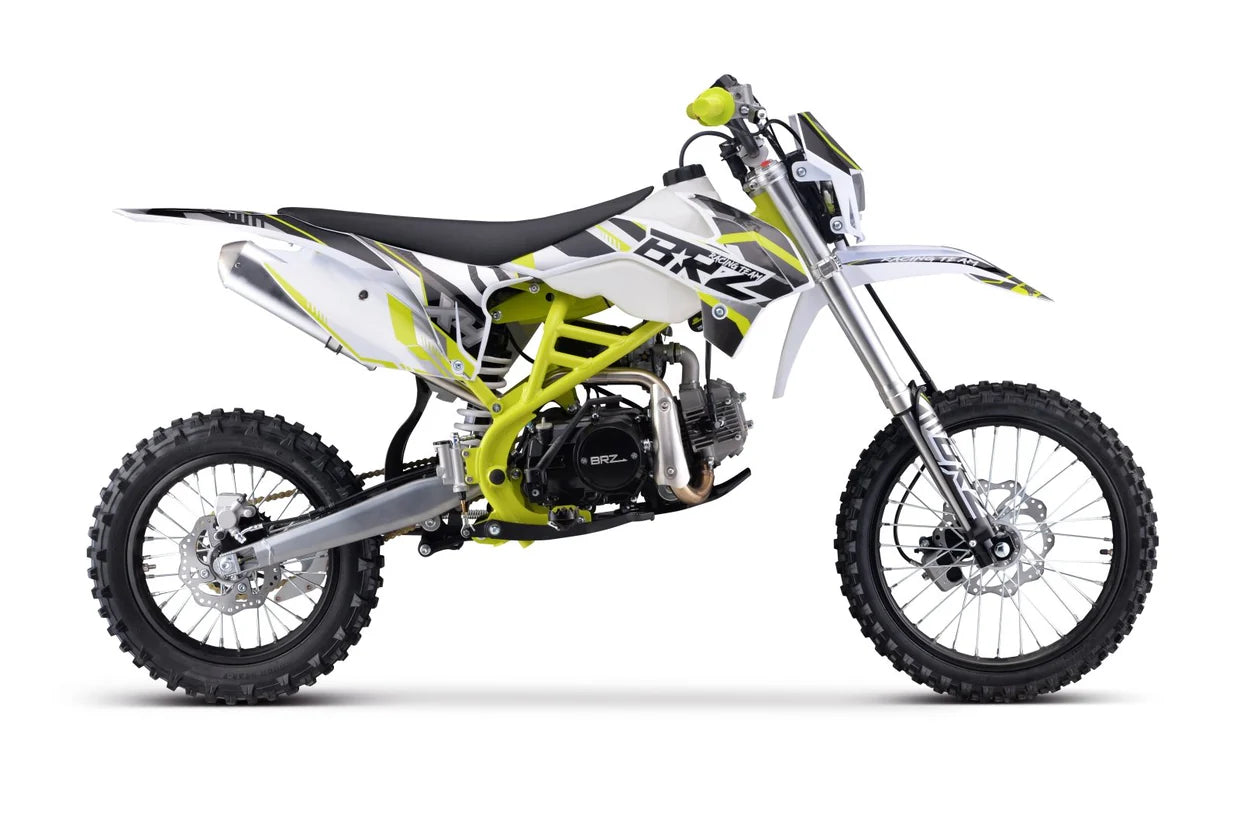 BRZ Racing Pro 125cc Manual Dirt Bike 17/14 Big Wheel Green
