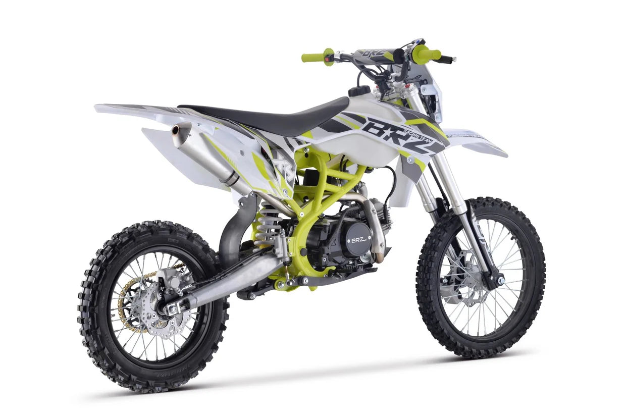 BRZ Racing Pro 125cc Manual Dirt Bike 17/14 Big Wheel Green