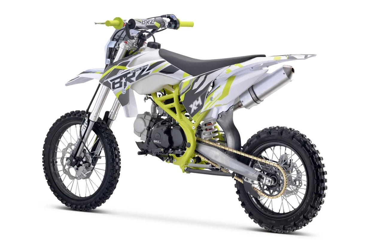 BRZ Racing Pro 125cc Manual Dirt Bike 17/14 Big Wheel Green
